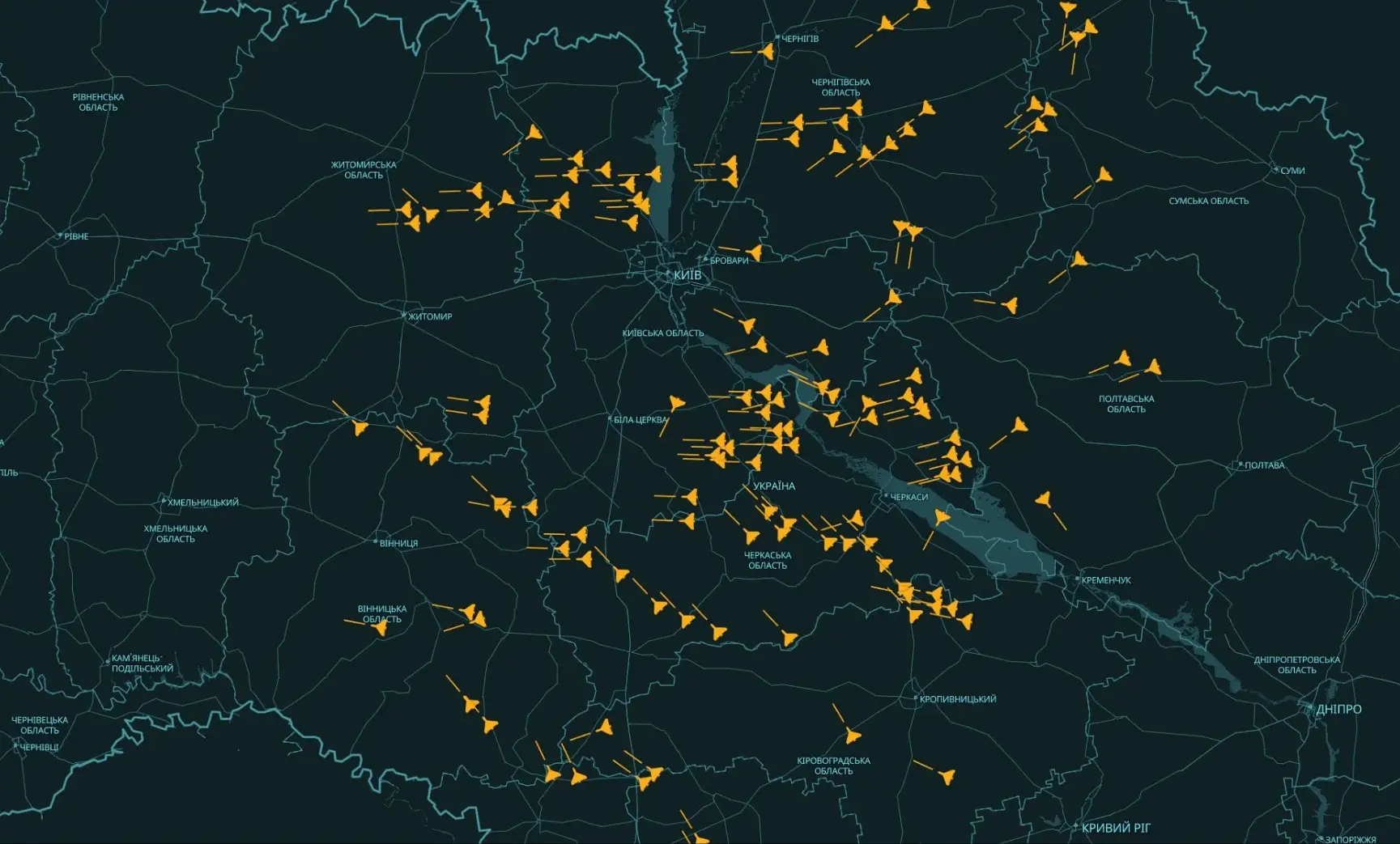 Карта російського обстрілу 12.07.2025 від monitor